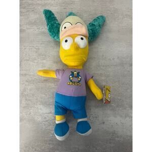Bart Simpson Krusty the Clown Shirt & Hat Plush Doll Toy 2009 17” NWT